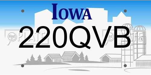 220QVB Iowa License Plate