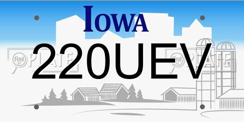 220UEV Iowa License Plate