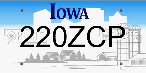 220ZCP Iowa License Plate