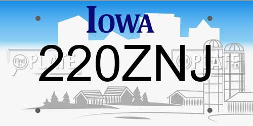 220ZNJ Iowa License Plate