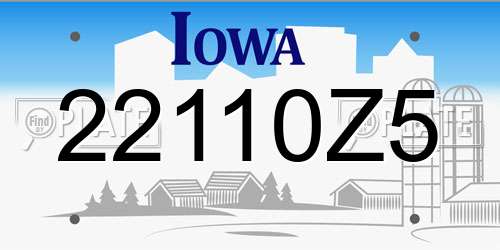 22110Z5 Iowa License Plate