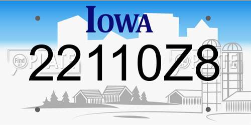 22110Z8 Iowa License Plate