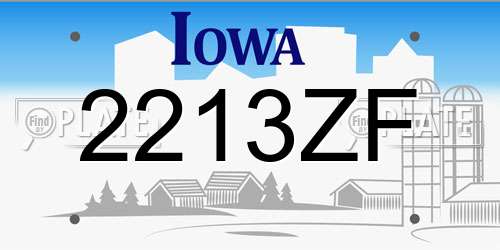 2213ZF Iowa License Plate