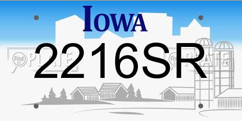 2216SR Iowa License Plate