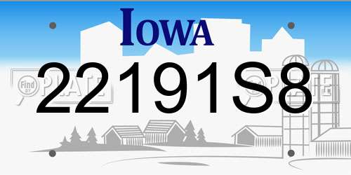22191S8 Iowa License Plate