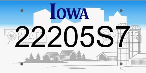 22205S7 Iowa License Plate