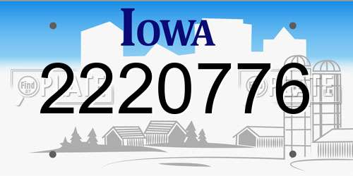 2220776 Iowa License Plate