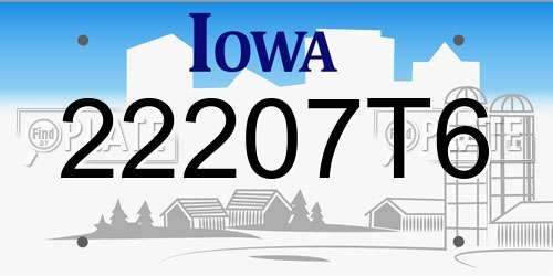 22207T6 Iowa License Plate