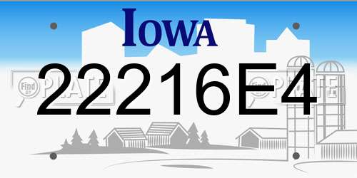 22216E4 Iowa License Plate