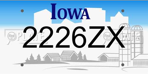 2226ZX Iowa License Plate