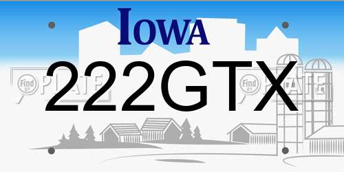 222GTX Iowa License Plate