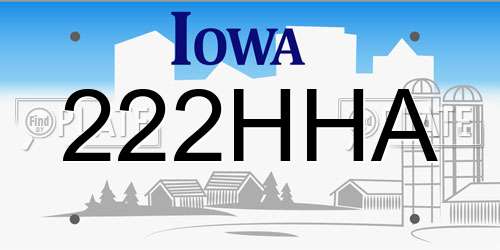 222HHA Iowa License Plate