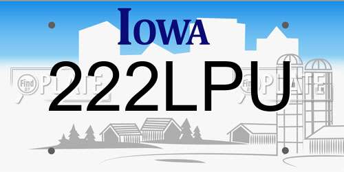 222LPU Iowa License Plate