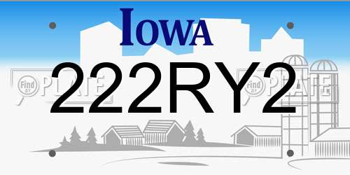 222RY2 Iowa License Plate