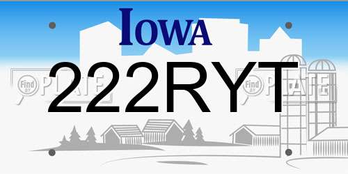 222RYT Iowa License Plate