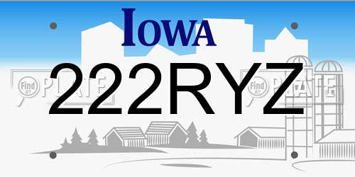222RYZ Iowa License Plate