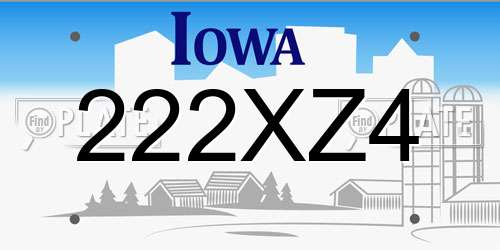 222XZ4 Iowa License Plate