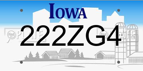 222ZG4 Iowa License Plate