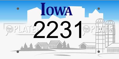 2231 Iowa License Plate