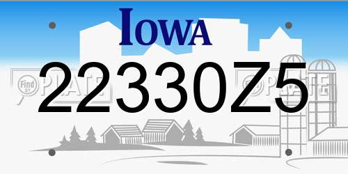 22330Z5 Iowa License Plate