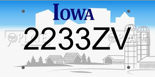 2233ZV Iowa License Plate