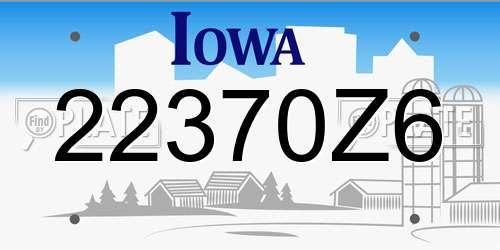 22370Z6 Iowa License Plate