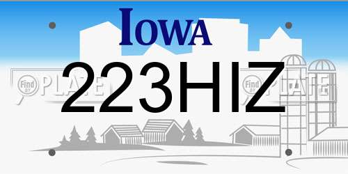 223HIZ Iowa License Plate
