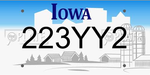 223YY2 Iowa License Plate