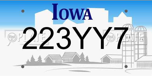 223YY7 Iowa License Plate