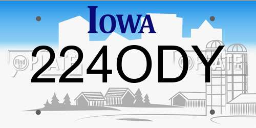 224ODY Iowa License Plate
