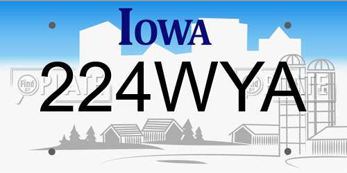 224WYA Iowa License Plate