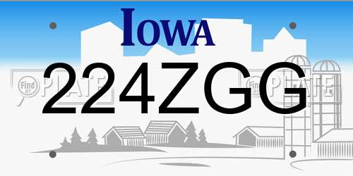 224ZGG Iowa License Plate