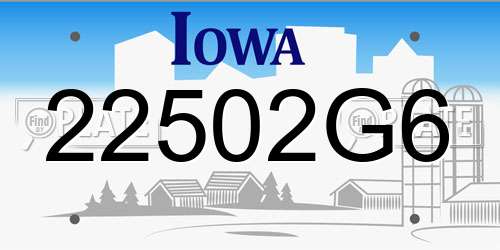 22502G6 Iowa License Plate
