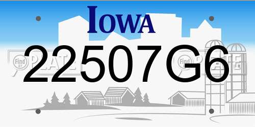 22507G6 Iowa License Plate