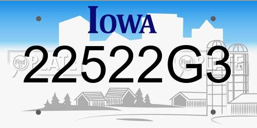 22522G3 Iowa License Plate