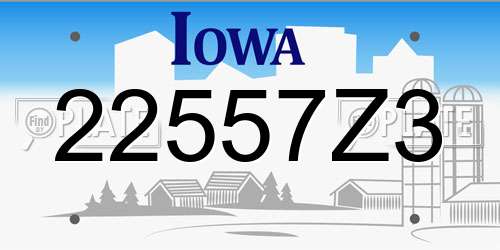 22557Z3 Iowa License Plate