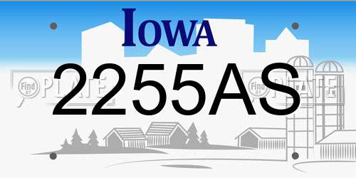 2255AS Iowa License Plate