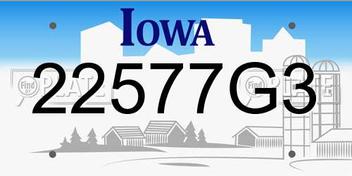 22577G3 Iowa License Plate