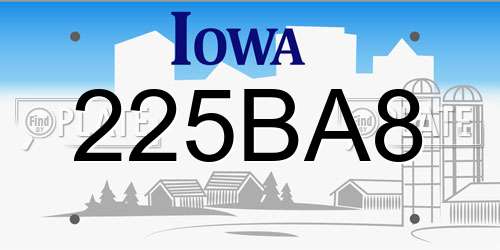 225BA8 Iowa License Plate