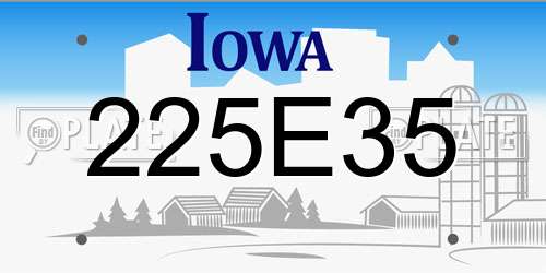 225E35 Iowa License Plate