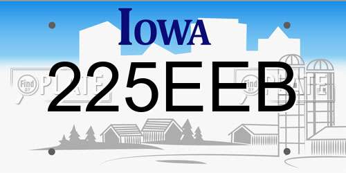 225EEB Iowa License Plate