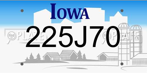 225J70 Iowa License Plate
