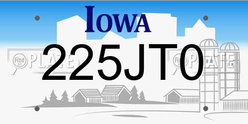 225JT0 Iowa License Plate