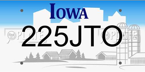 225JTO Iowa License Plate