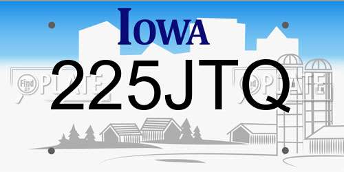 225JTQ Iowa License Plate