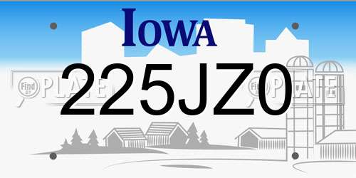 225JZ0 Iowa License Plate