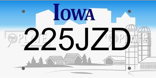 225JZD Iowa License Plate