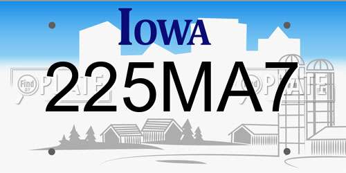 225MA7 Iowa License Plate