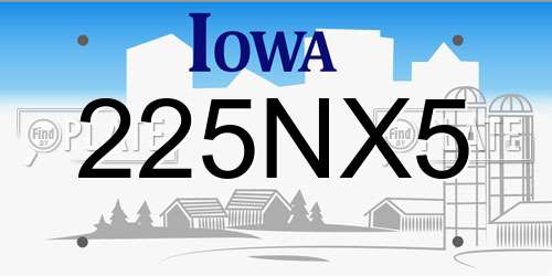 225NX5 Iowa License Plate