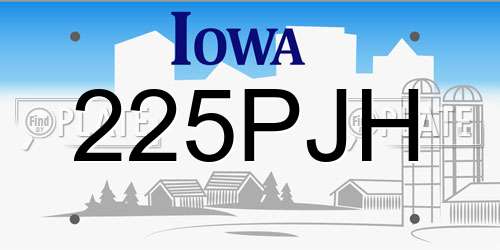 225PJH Iowa License Plate